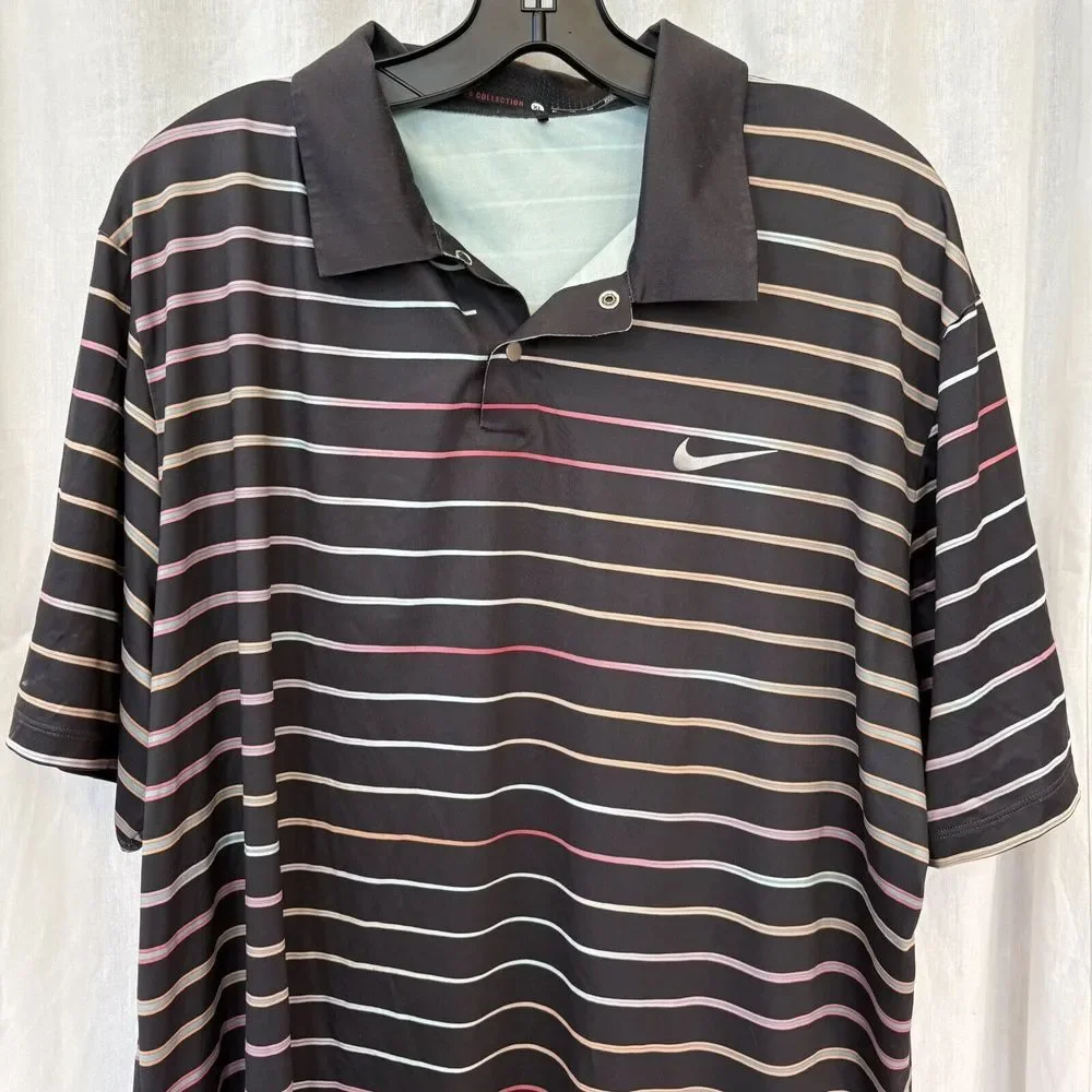 EUC Nike Dri Fit Tiger Woods golf polo shirt‎ Mens XL short sleeve multi colour